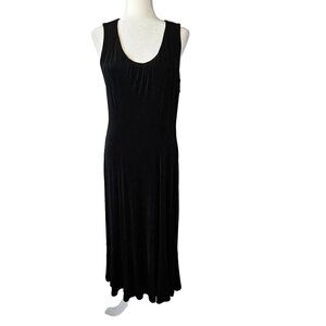 Chico’s Travelers Size 1 USA Medium Slinky Knit Maxi Black Tank Dress
